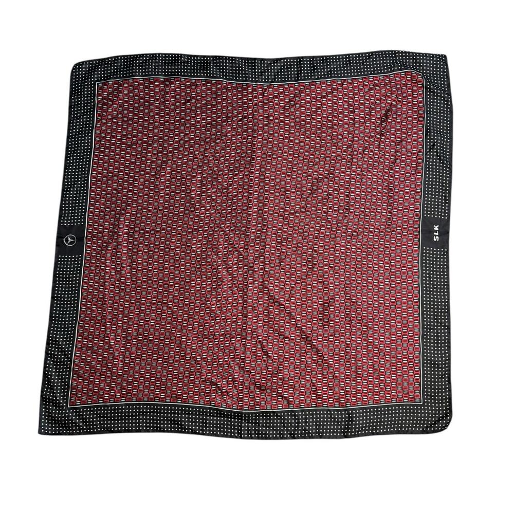 Reine Seide Vintage Mercedes Benz Automobile Silk Scarf Italy Geometric Red